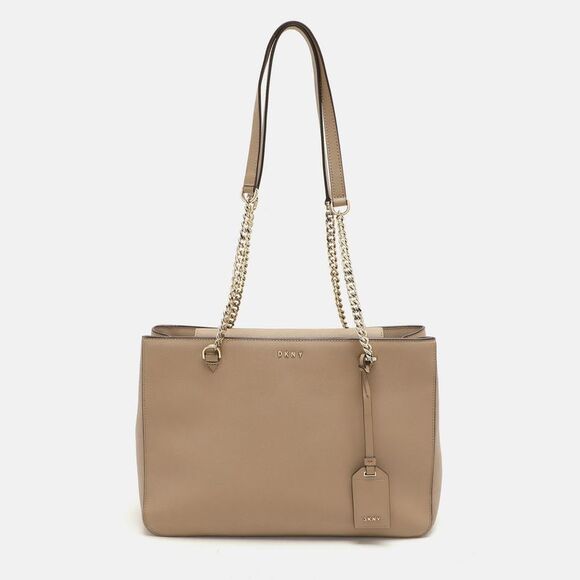 Dkny Beige Leather Bryant Park Chain Tote